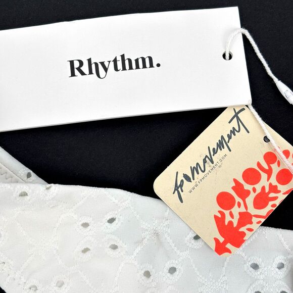 Free People Movement Rhythm Brighton Eyelet White Bikini Bottom Medium $58 NWT - Picture 8 of 16
